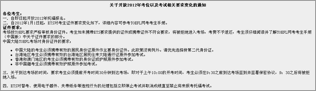 2012托福考试