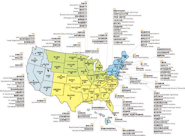 2012年美国高中院校分布地图